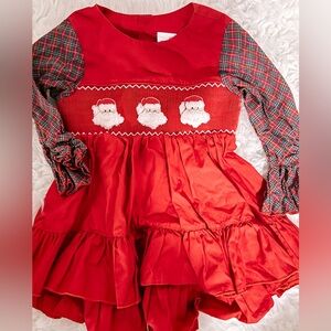 Smocked Red Plaid Santa Dress
